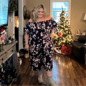 Navy & Floral Romper / Jump suit